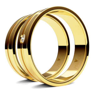 Par de Alianças em ouro modelo Crisântemo frisado AL014