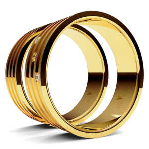 Par de Alianças em ouro modelo Dália diamantado AL013