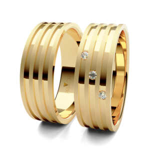 Par de Alianças em ouro modelo Dália diamantado AL013