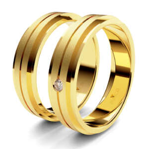 Par de Alianças em ouro modelo Estrelícia diamante AL033