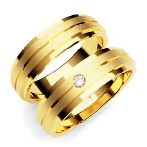 Par de Alianças em ouro modelo Estrelícia diamante AL033