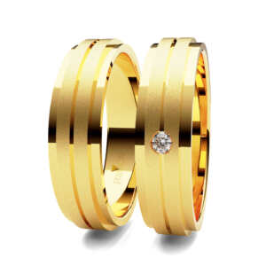 Par de Alianças em ouro modelo Estrelícia diamante AL033