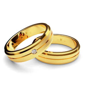 Par de Alianças em ouro modelo Estrelícia diamante AL033