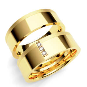 Par de Alianças em ouro modelo Flox 3 diamantes AL034