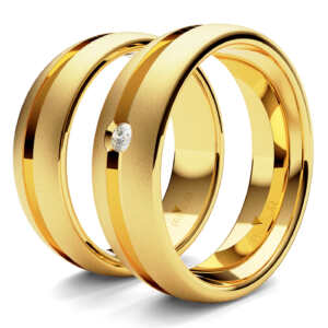 Par de Alianças em ouro modelo Frésia friso largo AL035
