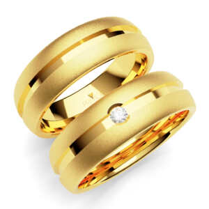 Par de Alianças em ouro modelo Frésia friso largo AL035