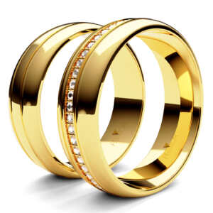 Par de Alianças em ouro modelo Genciana 25 pedras AL040