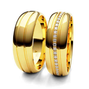 Par de Alianças em ouro modelo Genciana 25 pedras AL040