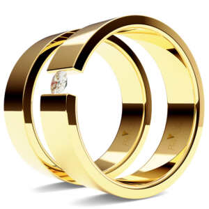 Par de Alianças em ouro modelo Gérbera vazado AL012