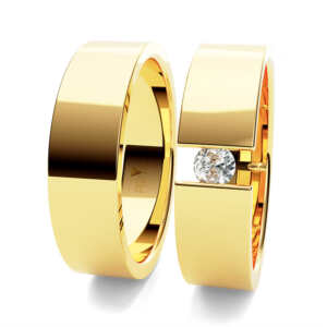 Par de Alianças em ouro modelo Gérbera vazado AL012