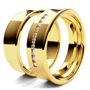 Par de Alianças em ouro modelo Glicínia côncava AL047