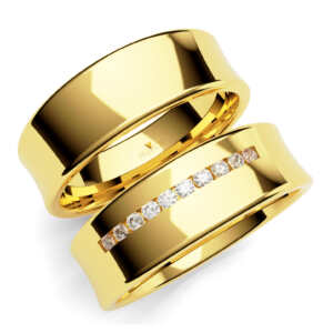 Par de Alianças em ouro modelo Glicínia côncava AL047