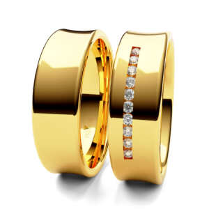 Par de Alianças em ouro modelo Glicínia côncava AL047