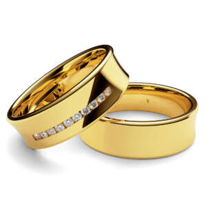 Par de Alianças em ouro modelo Glicínia côncava AL047