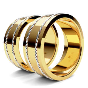 Par de Alianças em ouro modelo Gloriosa fio trançado AL038