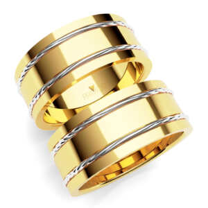 Par de Alianças em ouro modelo Gloriosa fio trançado AL038