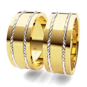 Par de Alianças em ouro modelo Gloriosa fio trançado AL038