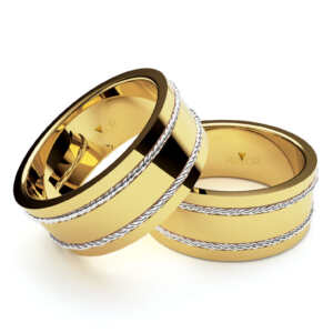 Par de Alianças em ouro modelo Gloriosa fio trançado AL038