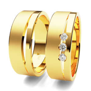 Par de Alianças em ouro modelo Helicônia diamantes AL027