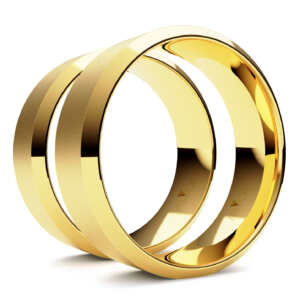 Par de Alianças em ouro modelo Hortênsia chanfrada AL022