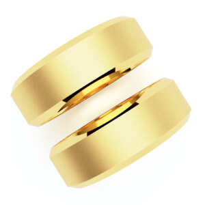 Par de Alianças em ouro modelo Hortênsia chanfrada AL022