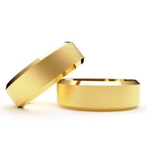 Par de Alianças em ouro modelo Hortênsia chanfrada AL022