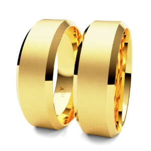 Par de Alianças em ouro modelo Hortênsia chanfrada AL022