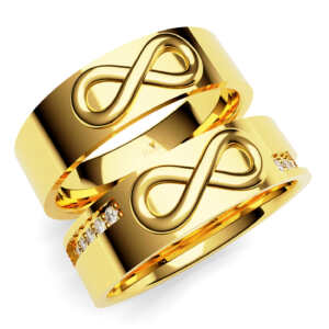 Par de Alianças em ouro modelo Infinito 10 pedras AL049