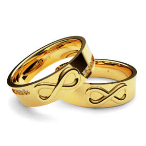 Par de Alianças em ouro modelo Infinito 10 pedras AL049