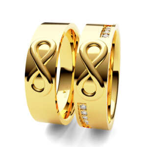 Par de Alianças em ouro modelo Infinito 10 pedras AL049
