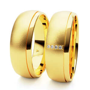 Par de Alianças em ouro modelo Jasmim diamantes AL008