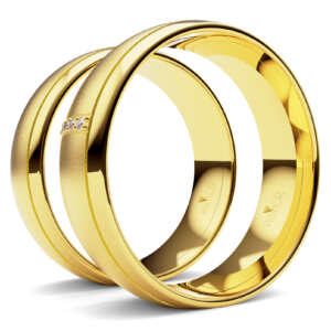 Par de Alianças em ouro modelo Jasmim diamantes AL008