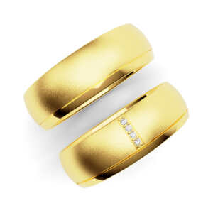 Par de Alianças em ouro modelo Jasmim diamantes AL008