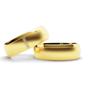 Par de Alianças em ouro modelo Jasmim diamantes AL008