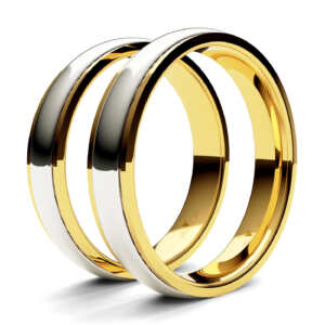 Par de Alianças em ouro modelo Jerivá com 2 cores AL061