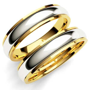 Par de Alianças em ouro modelo Jerivá com 2 cores AL061