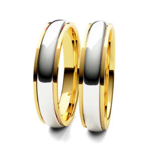 Par de Alianças em ouro modelo Jerivá com 2 cores AL061