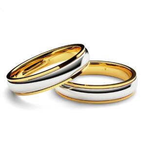 Par de Alianças em ouro modelo Jerivá com 2 cores AL061