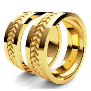 Par de Alianças em ouro modelo Junquilho fios etrelaçados AL045