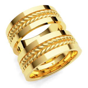 Par de Alianças em ouro modelo Junquilho fios etrelaçados AL045