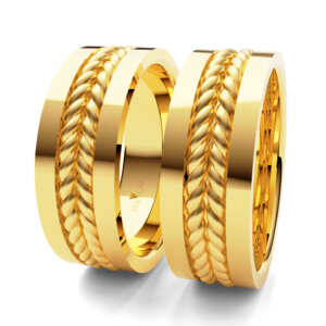 Par de Alianças em ouro modelo Junquilho fios etrelaçados AL045