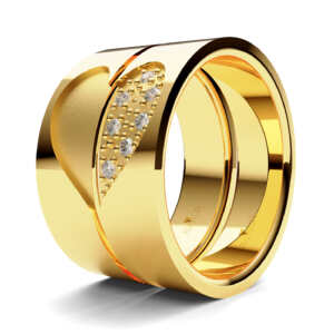 Par de Alianças em ouro modelo Lantana coração AL062