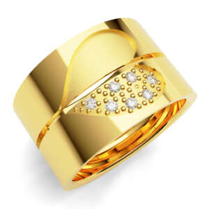 Par de Alianças em ouro modelo Lantana coração AL062