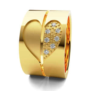 Par de Alianças em ouro modelo Lantana coração AL062