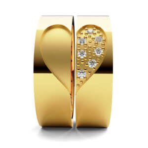 Par de Alianças em ouro modelo Lantana coração AL062