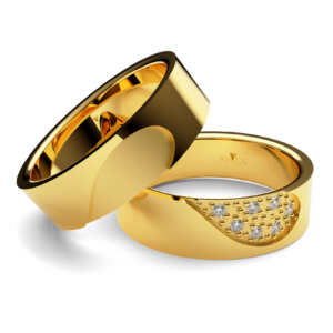 Par de Alianças em ouro modelo Lantana coração AL062