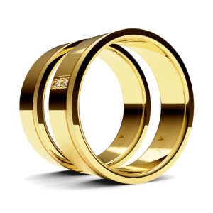 Par de Alianças em ouro modelo Lisianto borda fosca AL018