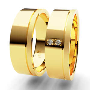 Par de Alianças em ouro modelo Lisianto borda fosca AL018