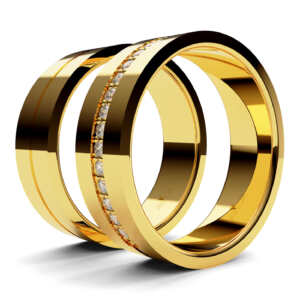 Par de Alianças em ouro modelo Manacá 15 Pedras AL068