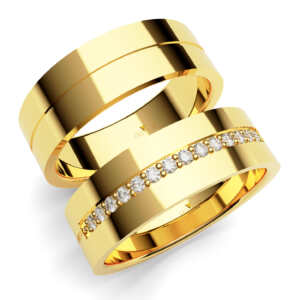 Par de Alianças em ouro modelo Manacá 15 Pedras AL068